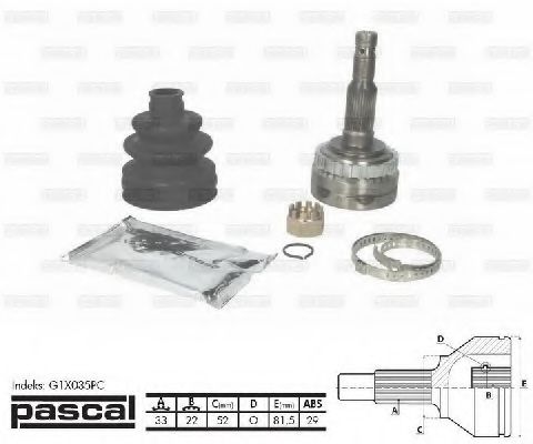 Комплект ШРУСов PASCAL G1X035PC