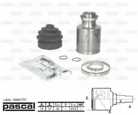 Комплект ШРУСов PASCAL G83017PC