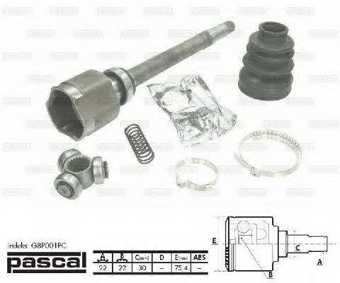 Комплект ШРУСов PASCAL G8P001PC