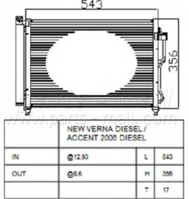 Радиатор кондиционера PARTS-MALL PXNCA-085