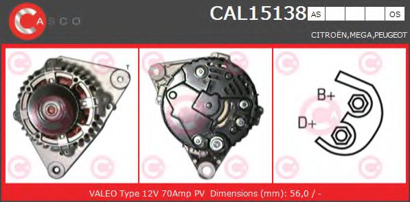 Генератор CASCO CAL15138AS BRAND NEW SERIES