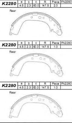 Тормозные колодки ASIMCO K2280
