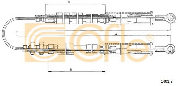 Трос ручника COFLE 1401.3
