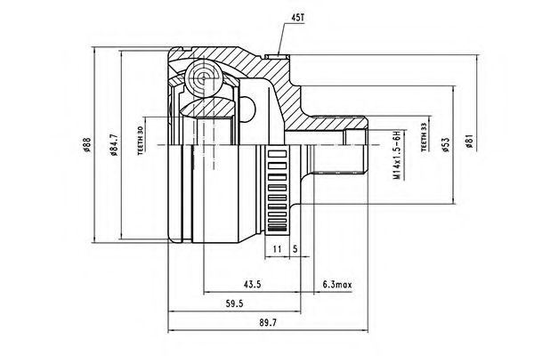 Комплект ШРКШ AYWIPARTS AW1510013A