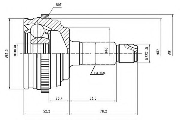Комплект ШРУСов AYWIPARTS AW1510053A