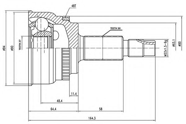 Комплект ШРУСов AYWIPARTS AW1510058A
