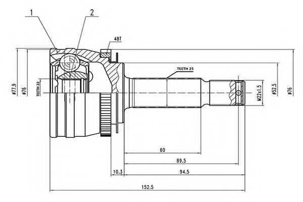 Комплект ШРУСов AYWIPARTS AW1510153A