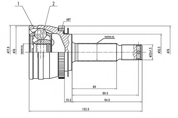 Комплект ШРУСов AYWIPARTS AW1510658A