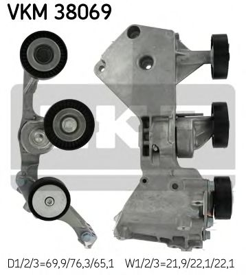 Натяжной ролик поликлинового ремня SKF VKM 38069