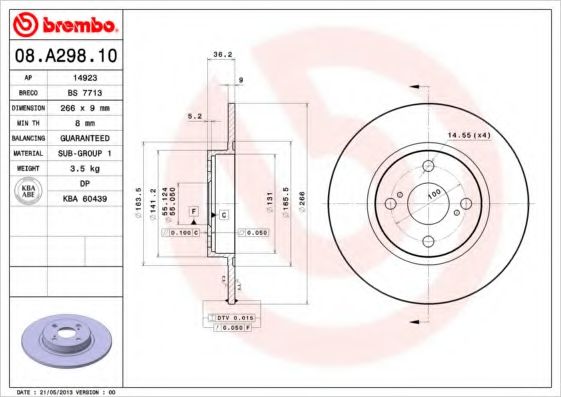 Гальмівний диск BREMBO 08.A298.10