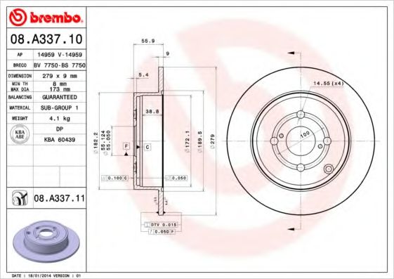 Гальмівний диск BREMBO 08.A337.10
