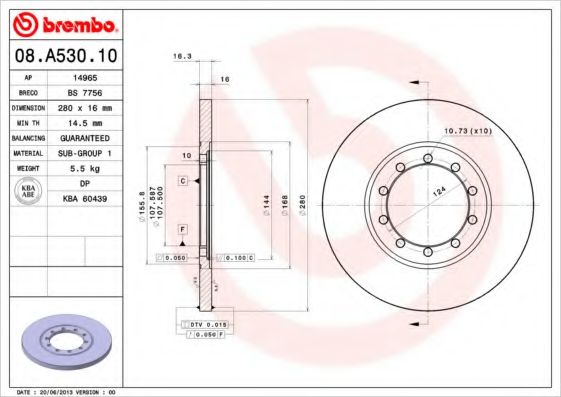 Гальмівний диск BREMBO 08.A530.10