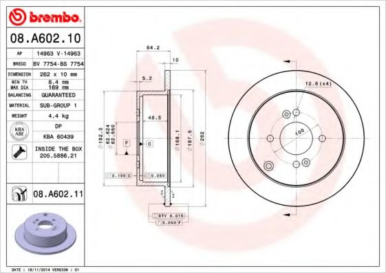 Гальмівний диск BREMBO 08.A602.10