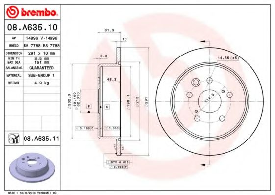 Гальмівний диск BREMBO 08.A635.10