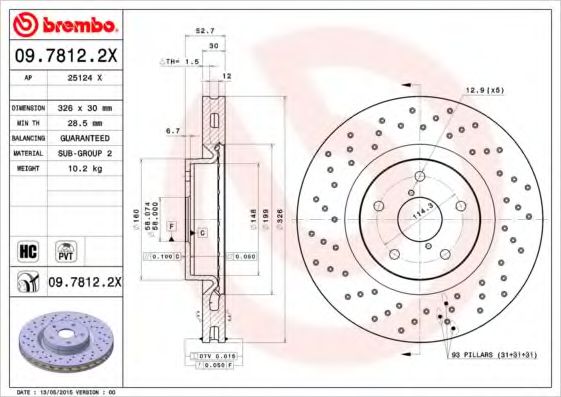 Гальмівний диск BREMBO 09.7812.2X