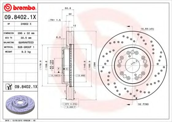 Гальмівний диск BREMBO 09.8402.1X