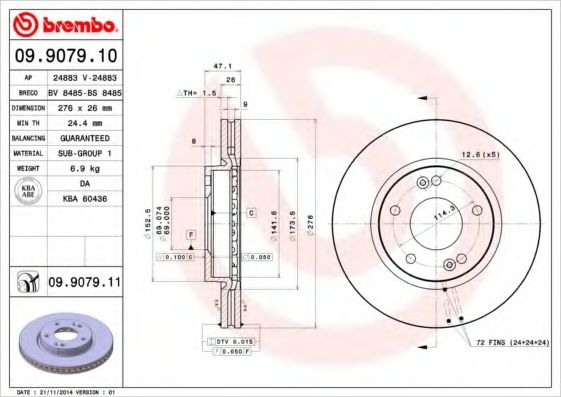 Гальмівний диск BREMBO 09.9079.11