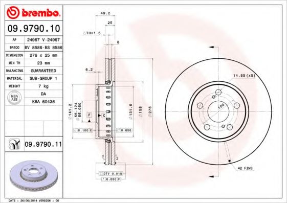 Гальмівний диск BREMBO 09.9790.10