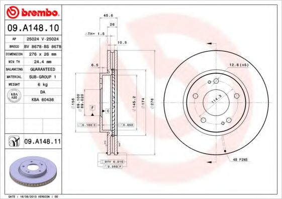 Гальмівний диск BREMBO 09.A148.10