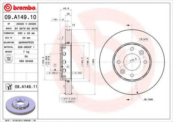 Гальмівний диск BREMBO 09.A149.10