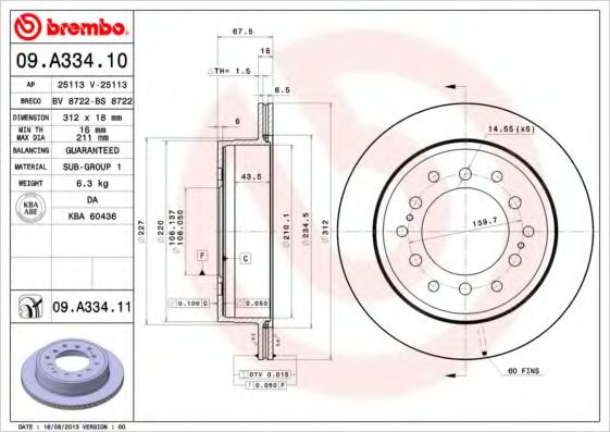 Гальмівний диск BREMBO 09.A334.10