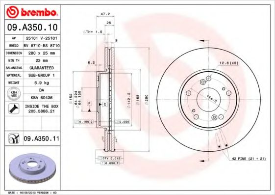 Гальмівний диск BREMBO 09.A350.11