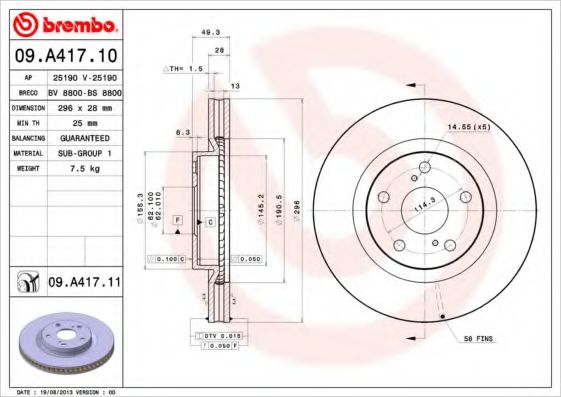 Гальмівний диск BREMBO 09.A417.10