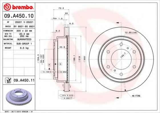 Гальмівний диск BREMBO 09.A450.10