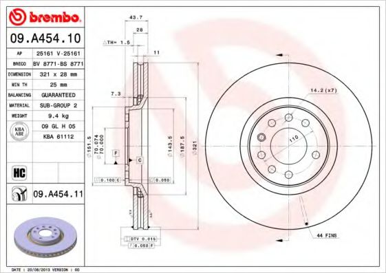 Гальмівний диск BREMBO 09.A454.10