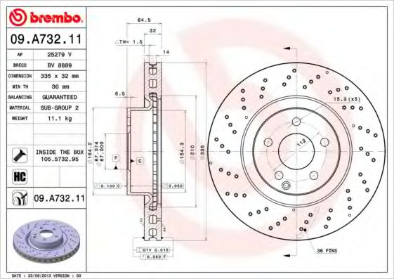 Гальмівний диск BREMBO 09.A732.11