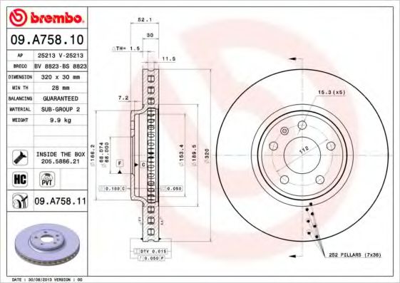 Гальмівний диск BREMBO 09.A758.10