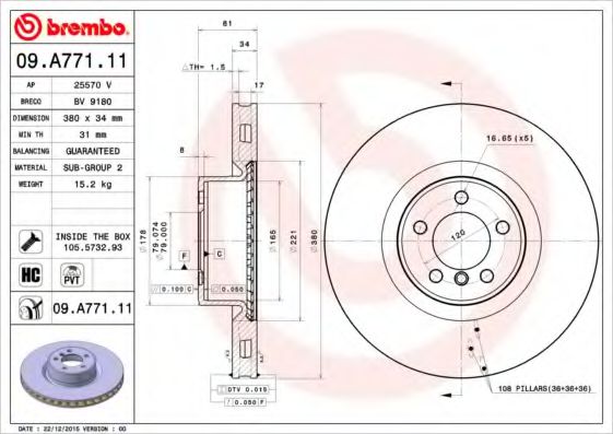 Тормозной диск BREMBO 09.A771.11