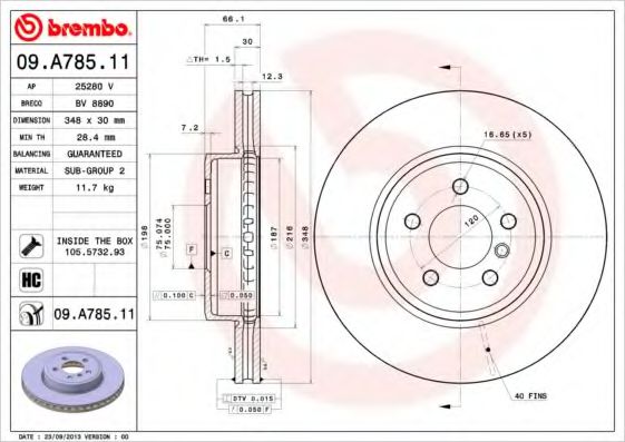 Тормозной диск BREMBO 09.A785.11