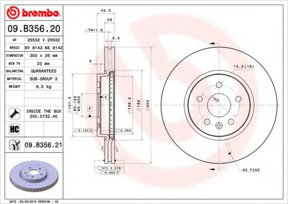 Тормозной диск BREMBO 09.B356.21
