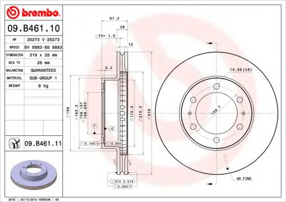 Тормозной диск BREMBO 09.B461.11
