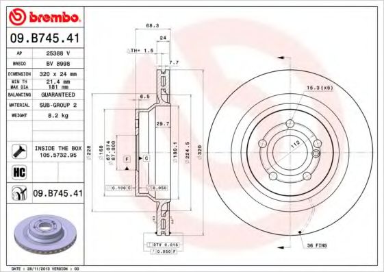 Гальмівний диск BREMBO 09.B745.41