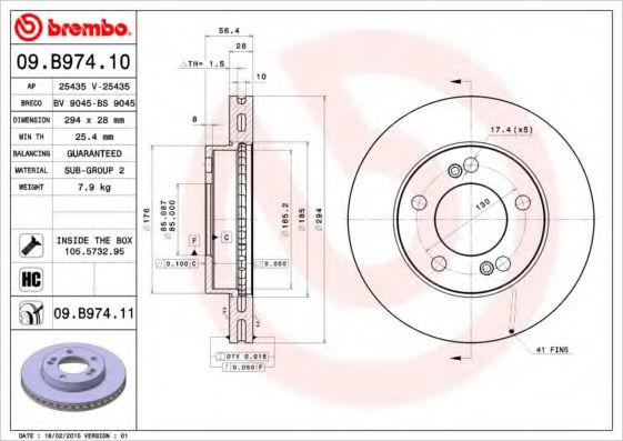 Тормозной диск BREMBO 09.B974.11