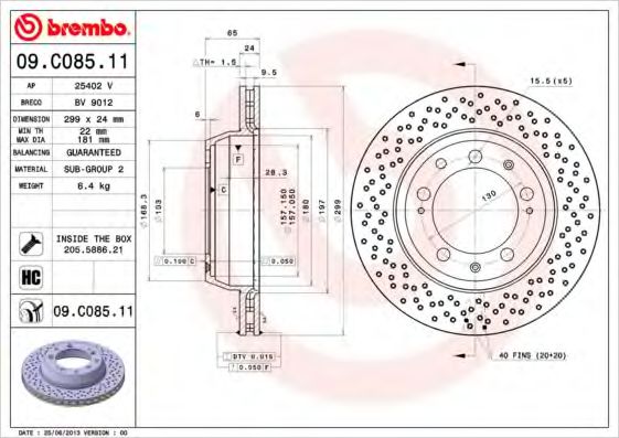 Гальмівний диск BREMBO 09.C085.11