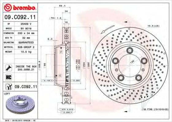 Гальмівний диск BREMBO 09.C092.11