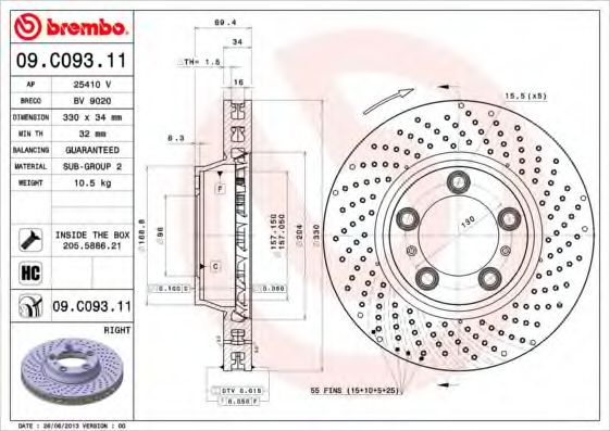 Гальмівний диск BREMBO 09.C093.11