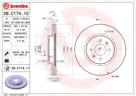 Тормозной диск BREMBO 09.C174.11
