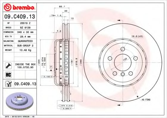 Гальмівний диск BREMBO 09.C409.13