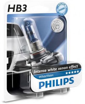 Лампа накаливания PHILIPS 9005WHVB1 (указатель поворота, сигнал торможения, освещение номерного знака, задняя противотуманная фара, фара заднего хода, внутреннее освещение, фонарь установленный в двери, освещение багажника, подкапотная лампа, стояночные о