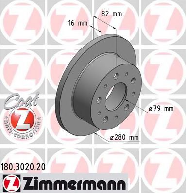 Гальмівний диск ZIMMERMANN 180.3020.20