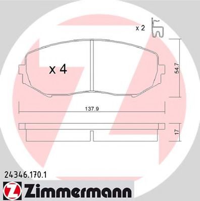 Тормозные колодки ZIMMERMANN 24346.170.1