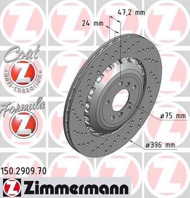 Тормозной диск ZIMMERMANN 150.2909.70 FORMULA Z BRAKE DISC