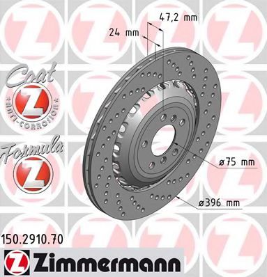 Тормозной диск ZIMMERMANN 150.2910.70 FORMULA Z BRAKE DISC