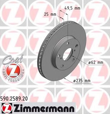 Гальмівний диск ZIMMERMANN 590.2589.20
