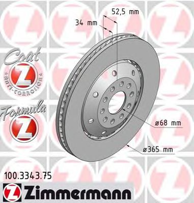 Тормозной диск ZIMMERMANN 100.3343.75 FORMULA Z BRAKE DISC