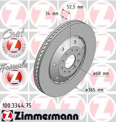 Тормозной диск ZIMMERMANN 100.3344.75 FORMULA Z BRAKE DISC